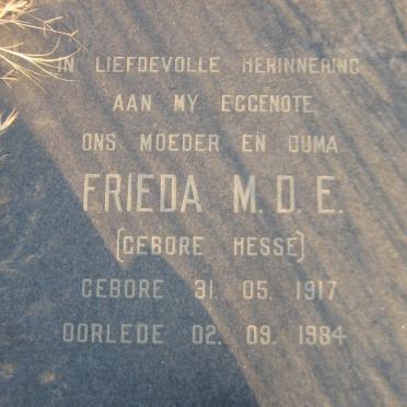 KNOETZE Gert Casparus 1921-1998 &amp; Frieda M.D.E. HESSE 1917-1984