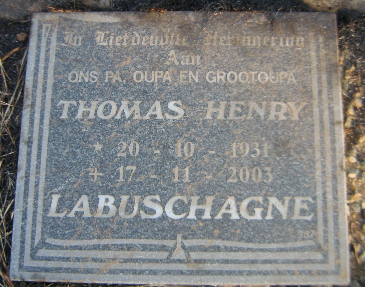 LABUSCHAGNE Thomas Henry 1931-2003