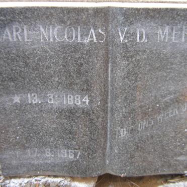 MERWE Carl Nicolas, van der 1884-1967