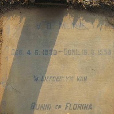 MERWE, van der 1930-1958