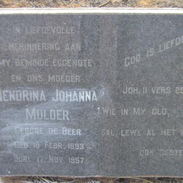 MULDER Hendrina Johanna nee DE BEER 1893-1957