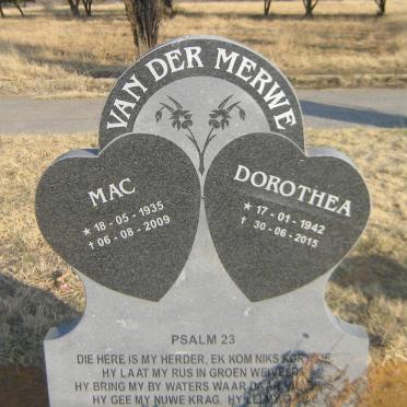 MERWE Mac, van der 1935-2009 &amp; Dorothea 1942-2015