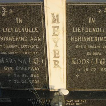 MEYER J.G.L. 1950- &amp; Maryna G. CONNOWAY 1954-2003