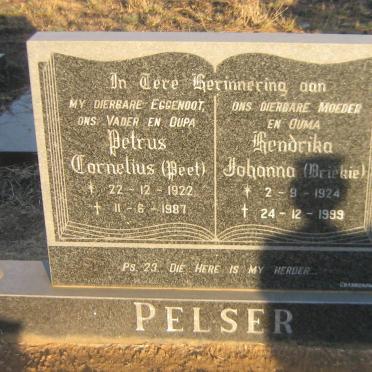PELSER Petrus Cornelius 1922-1987 &amp; Hendrika Johanna 1924-1999