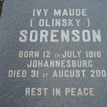 SORENSON Ivy Maude nee OLINSKY 1916-2002