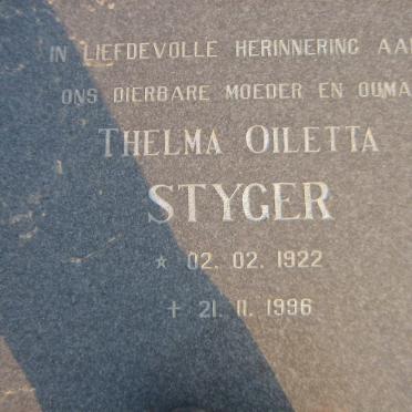 STYGER Thelma Oiletta 1922-1996