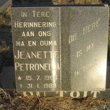 TOIT Jeanette Petronella, du 1908-1988