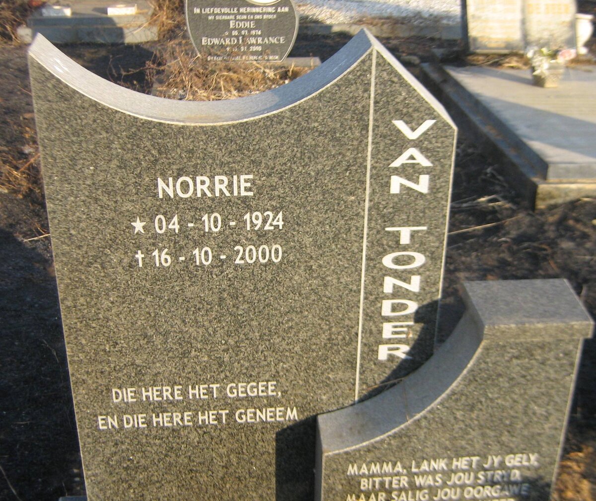 TONDER Norrie, van 1924-2000