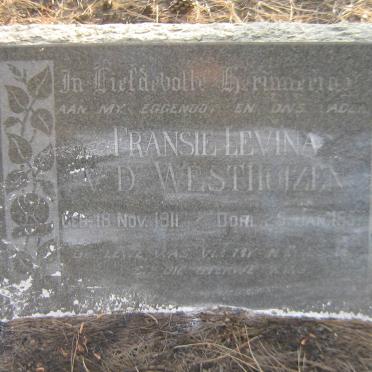 WESTHUIZEN Fransie Levina, v.d. 1911-1957