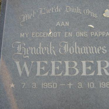 WEEBER Hendrik Johannes 1950-1987