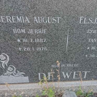WET Jeremia August, de 1887-1976 &amp; Elsje Susanna VAN WYK 1895-1976