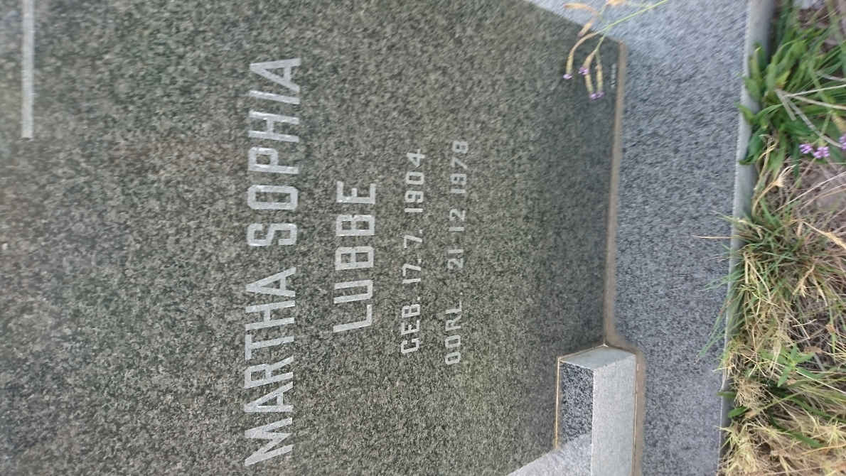 LUBBE Martha Sophia 1904-1978