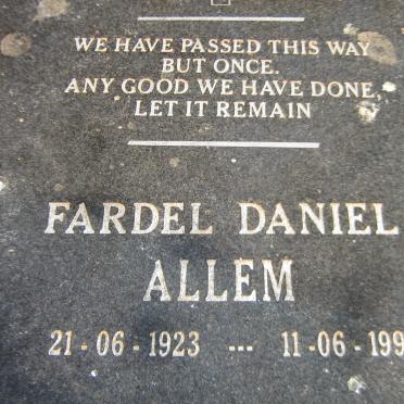 ALLEM Fardel Daniel 1923-1998 &amp; Jacqueline Rhoda 1926-2010