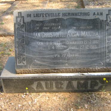 AUCAMP Jan Christoffel 1883-1957 &amp; Anna Martha KRUGER 1882-1969