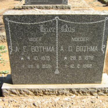 BOTHMA A.E. 1875-1956 &amp; A.C. 1878-1962