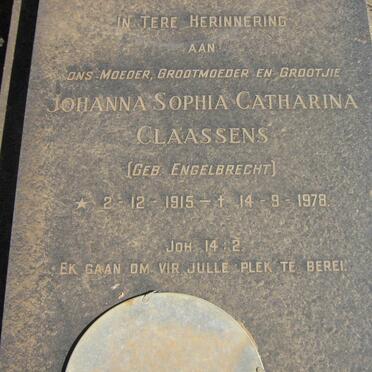 CLAASSENS Johanna Sophia Catharina nee ENGELBRECHT 1915-1978
