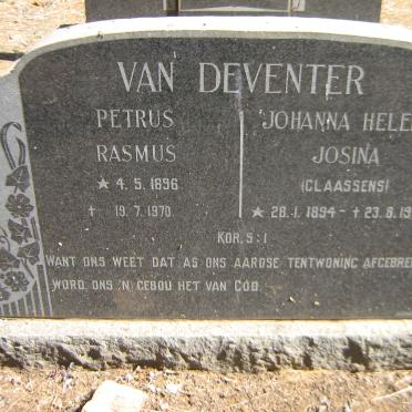 DEVENTER Petrus Rasmus, van 1896-1970 &amp; Johanna Helena Josina CLAASSENS 1894-1968