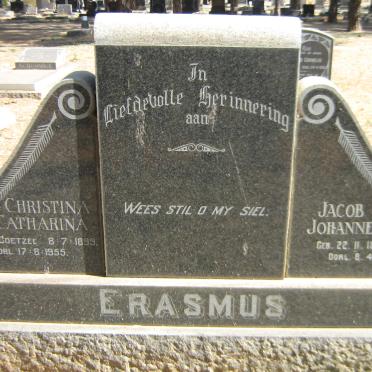 ERASMUS Jacob Johannes 1894-1979 &amp; Christina Catharina COETZEE 1899-1955