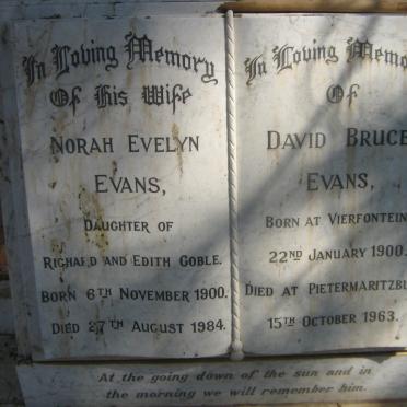 EVANS David Bruce 1900-1963 &amp; Nora Evelyn GOBLE 1900-1984