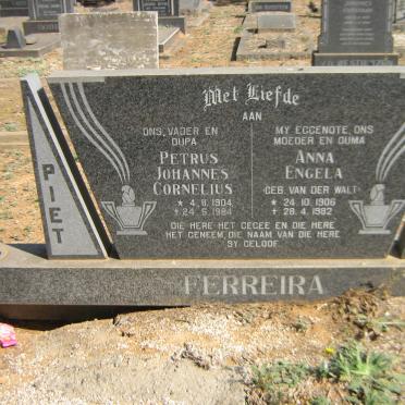 FERREIRA Petrus Johannes Cornelius 1904-1984 &amp; Anna Engela VAN DER WALT 1906-1982