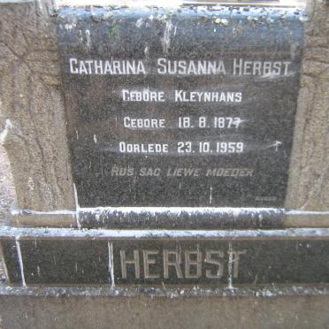 HERBST Catharina Susanna nee KLEYNHANS 1877-1959