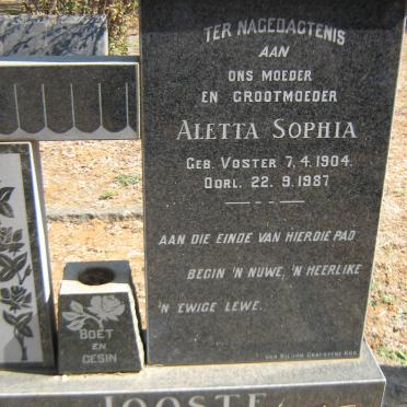 JOOSTE Charles 1899-1958 &amp; Aletta Sophia nee VOSTER 1904-1987