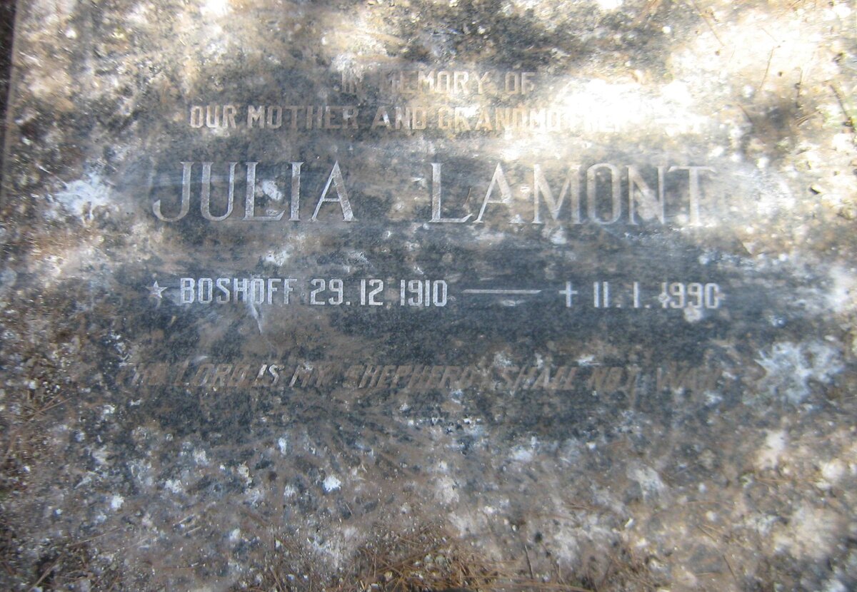 LAMONT Julia nee BOSHOFF 1910-1990