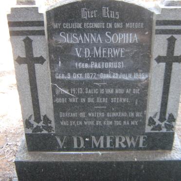 MERWE Susanna Sophia, v.d. nee PRETORIUS 1877-1945