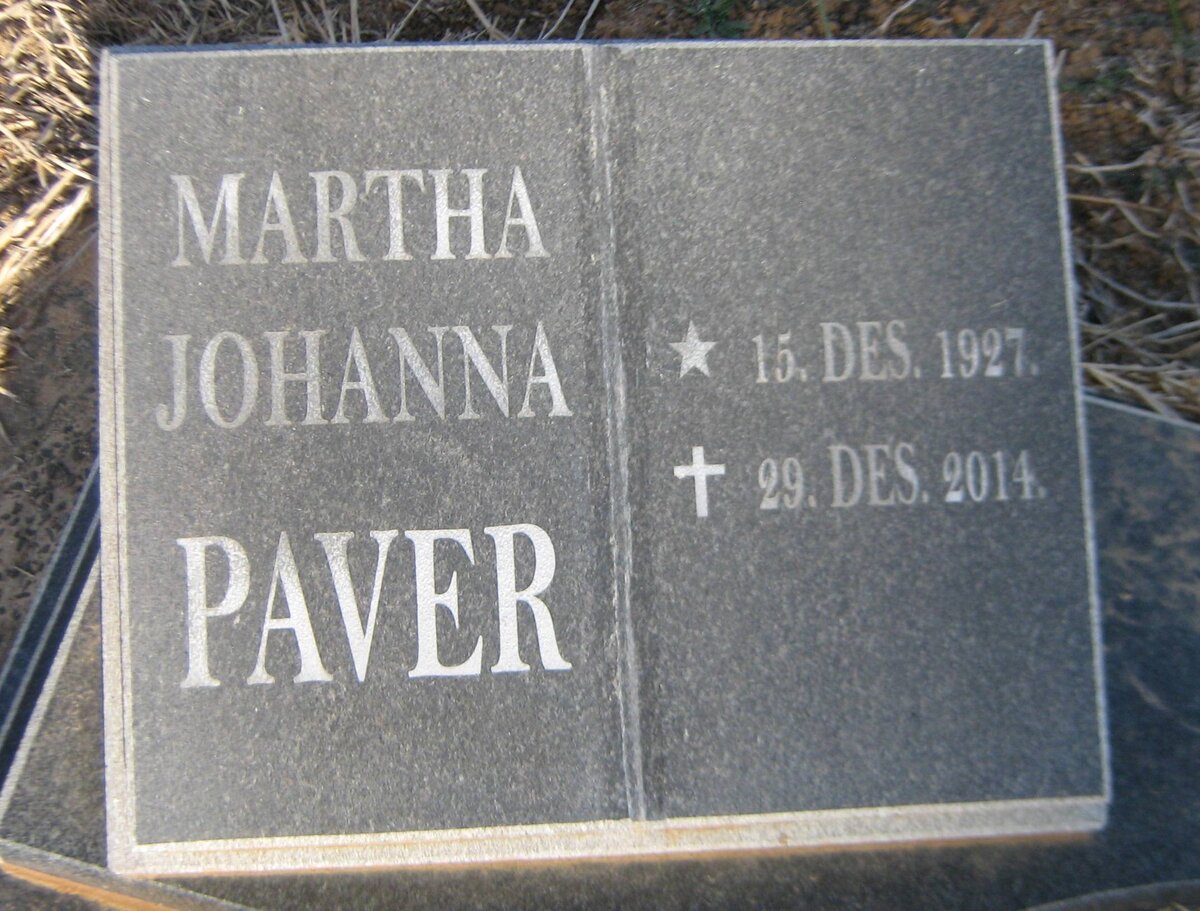 PAVER Martha Johanna 1927-2014