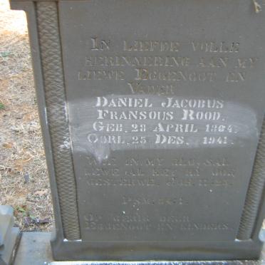 ROOD Daniel Jacobus Fransous 1864-1941