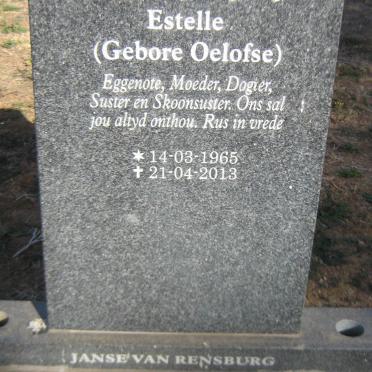 RENSBURG Estelle, Janse van nee OELOFSE 1965-2013