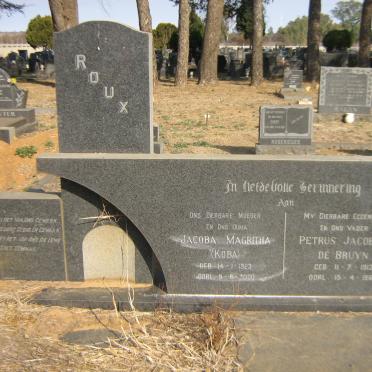 ROUX Petrus Jacobus De Bruyn 1913-1966 &amp; Jacoba Magritha 1923-2000