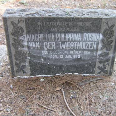 WESTHUIZEN Magrietha Philippina Rosina, van der nee DIEDERICKS 1851-1945