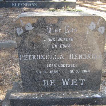 WET Petronella Hendrika, de nee COETZEE 1894-1984