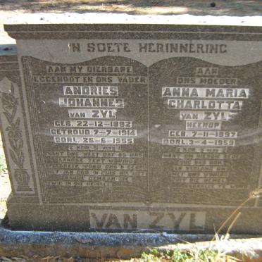 ZYL Andries Johannes, van 1892-1955 &amp; Anna Maria Charlotta HEENOP 1897-1959