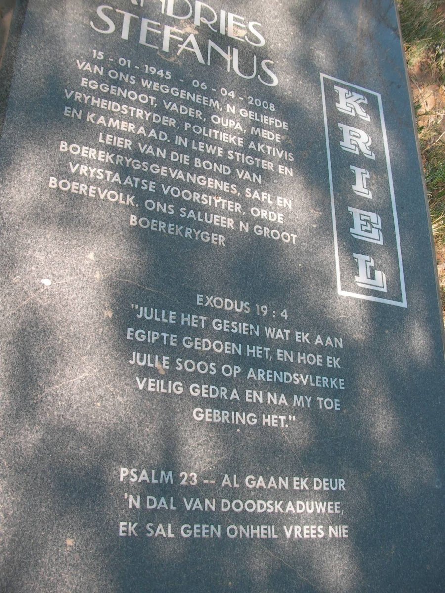 KRIEL Andries Stefanus 1945-2008