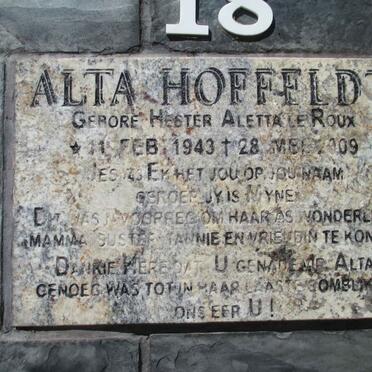 HOFFELDT Hester Aletta nee LE ROUX 1943-2009