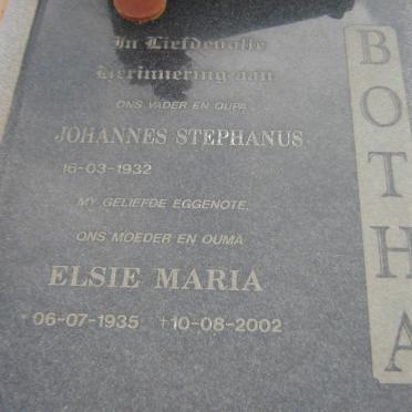 BOTHA Johannes Stephanus 1932- &amp; Elsie Maria 1935-2002