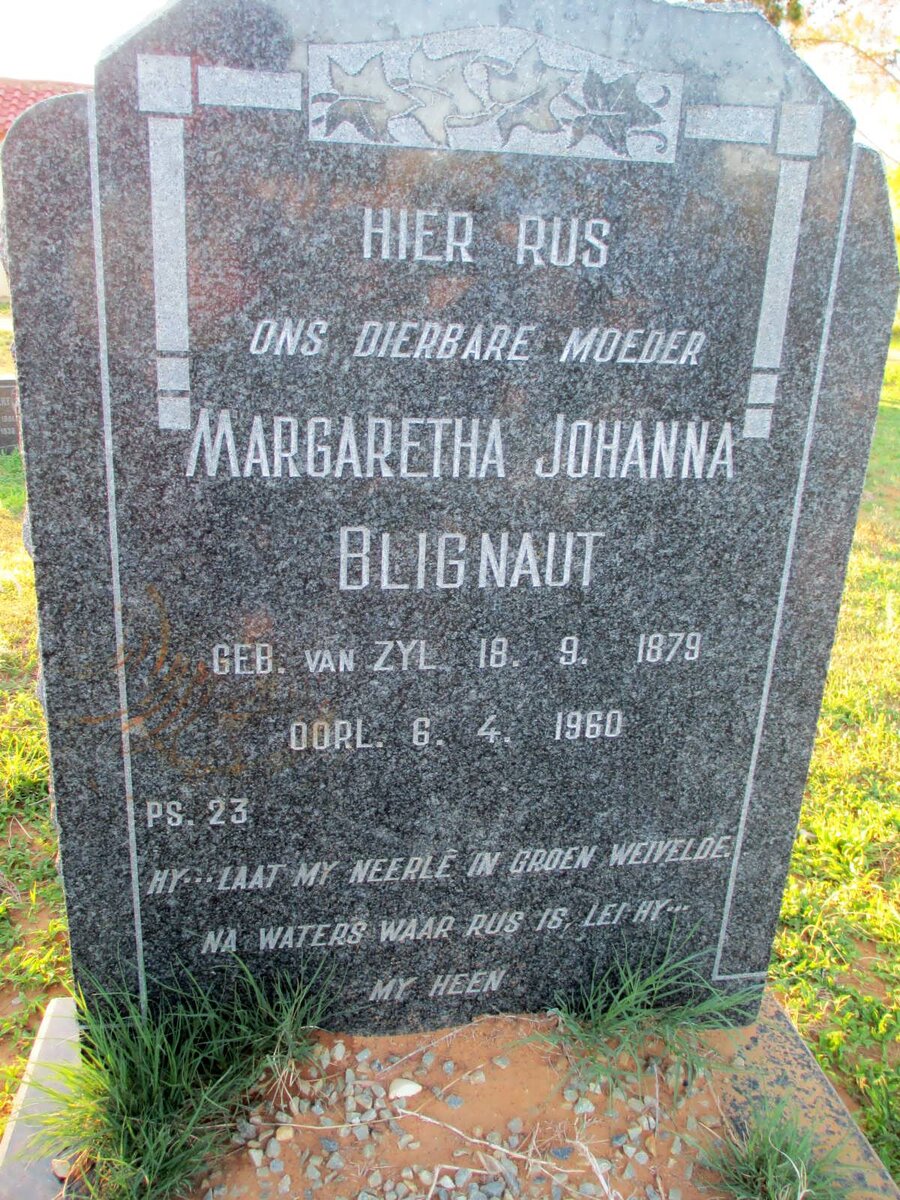 BLIGNAUT Margaretha Johanna nee VAN ZYL 1879-1960