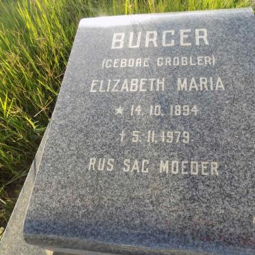 BURGER Elizabeth Maria nee GROBLER 1894-1979