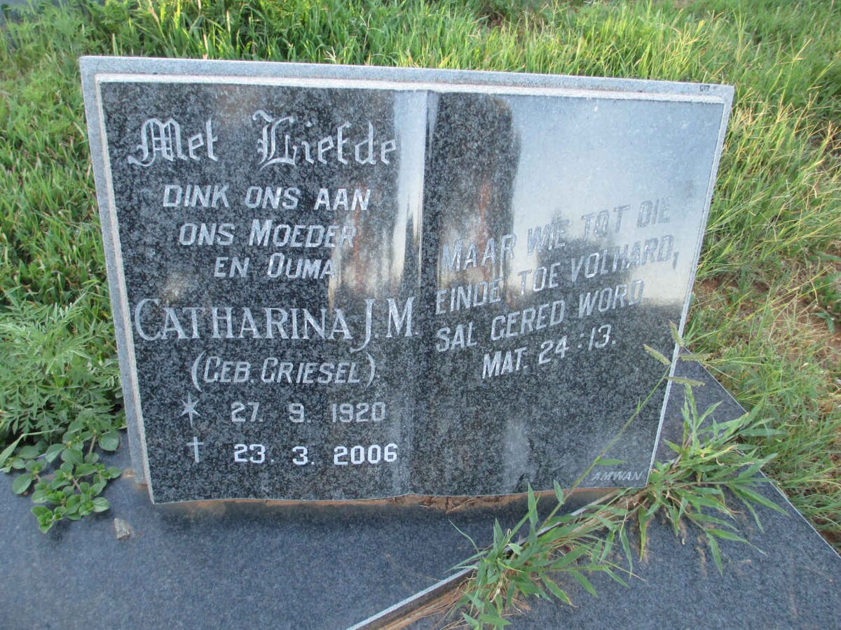 BERG Catharina J.M., van den nee GRIESEL 1920-2006