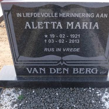 BERG Aletta Maria, van den 1921-2013