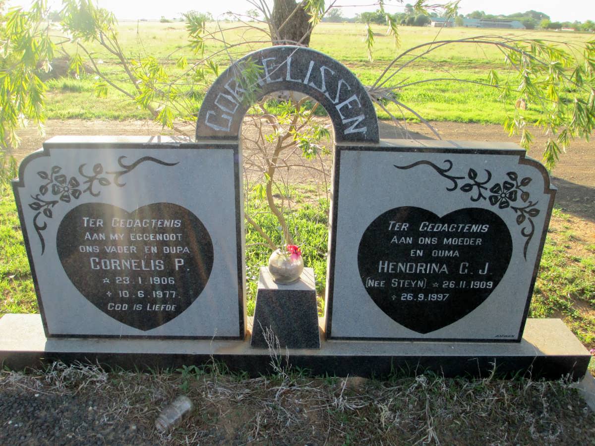 CORNELISSEN Cornelis P. 1906-1977 &amp; Hendrina G.J. STEYN 1909-1997