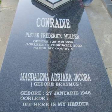 CONRADIE Pieter Frederick Mulder 1938-2002 &amp; Magdalena Adriana Jacoba ERASMUS 1946-