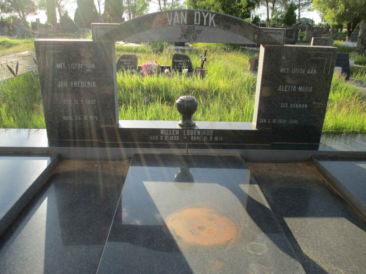 DYK Jan Frederik, van 1902-1975 &amp; Aletta Maria BOSMAN 1909- :: VAN DYK Willem Lodewikus 1935-1976
