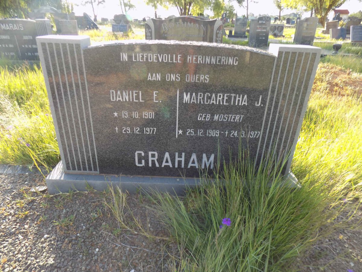 GRAHAM Daniel E. 1901-1977 &amp; Margaretha J. MOSTERT 1909-1977