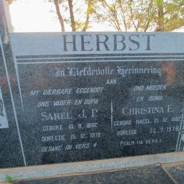 HERBST Sarel J.P. 1882-1970 &amp; Christina E. 1882-1978