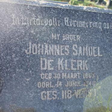 KLERK Johannes Samuel, de 1863-1948