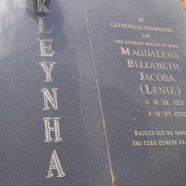 KLEYNHANS Evert Philippus 1933-1999 &amp; Magdalena Elizabeth Jacoba 1929-1999