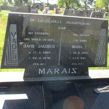 MARAIS David Jacobus 1904-1976 &amp; Maria E. 1902-1981